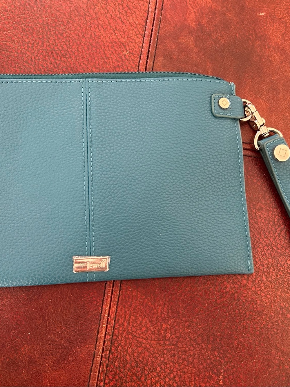 Jewell by Thirty-One Teal Faux-Leather Wristlet Clutch